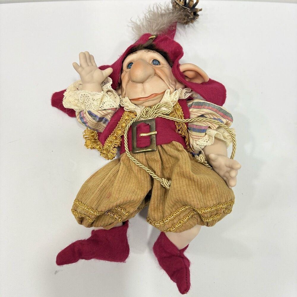 Vintage Porcelain Face  Troll Jester Doll Realistic Beautiful One Of A Kind Belt